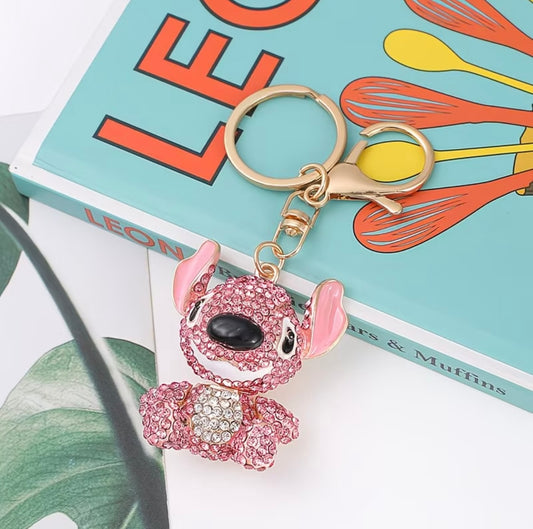 Diamond-encrusted Cartoon Animal Stitch Keychain -
Interstellar Universe Stitch Metal Pendant 💗💙