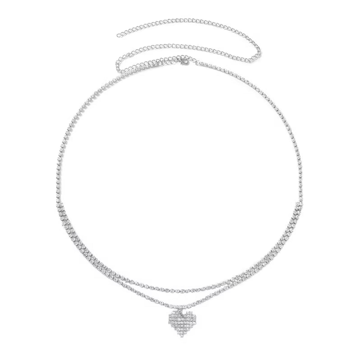 double-layer rhinestone heart pendant waist chain diamond belly body chain accessory