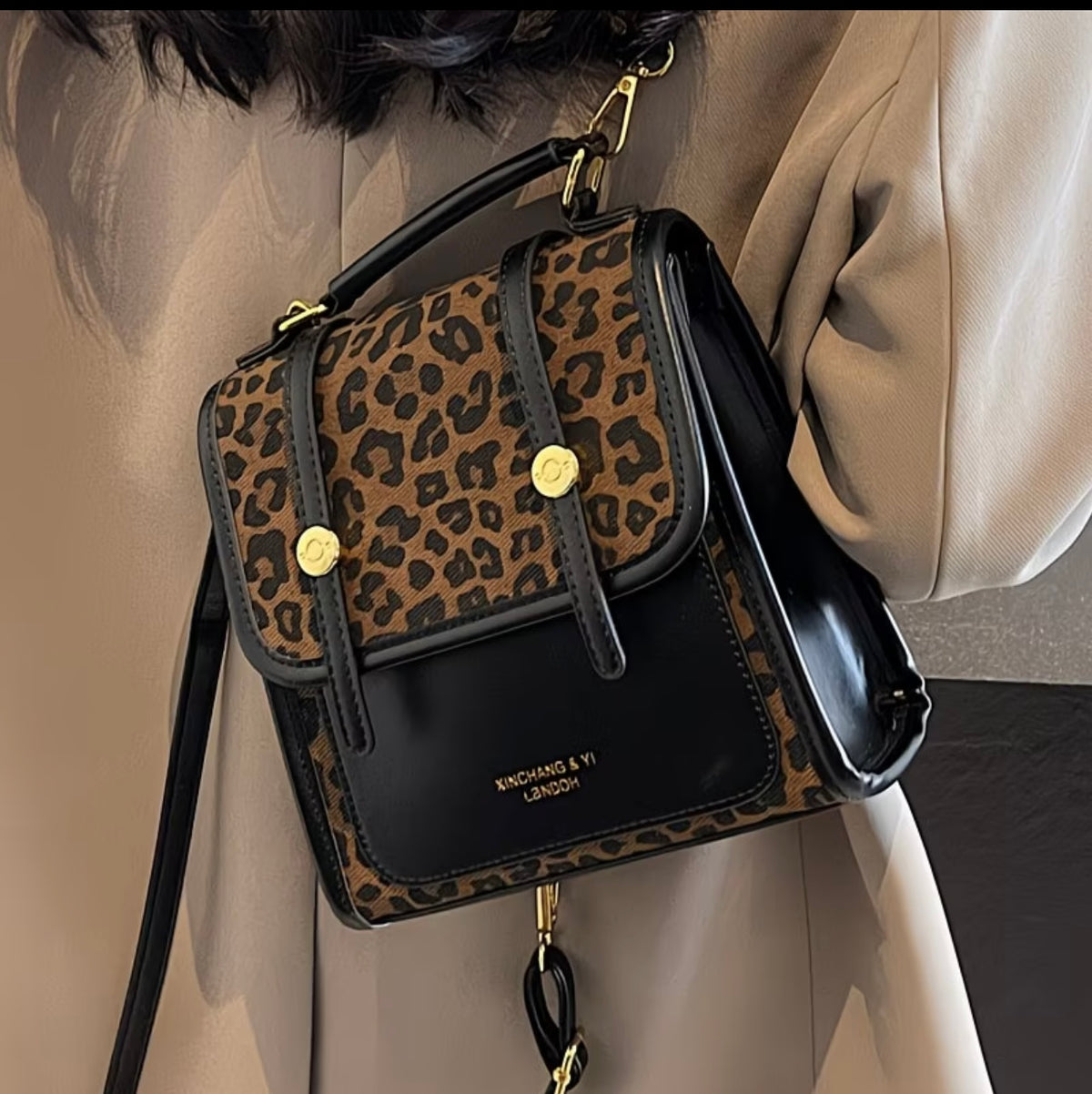 Casual shoulder Retro Backpack Korean-style Leopard Print Trendy Travel Backpack π€π€