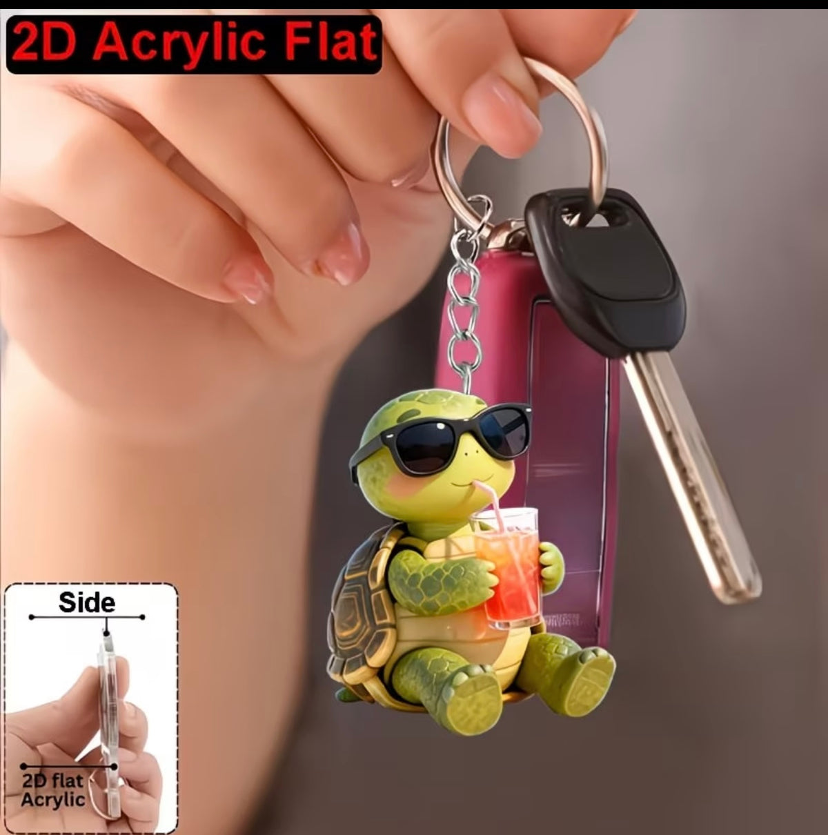 Creative Cartoon Turtle Drinking Beverage Keychain Hanging Ornament