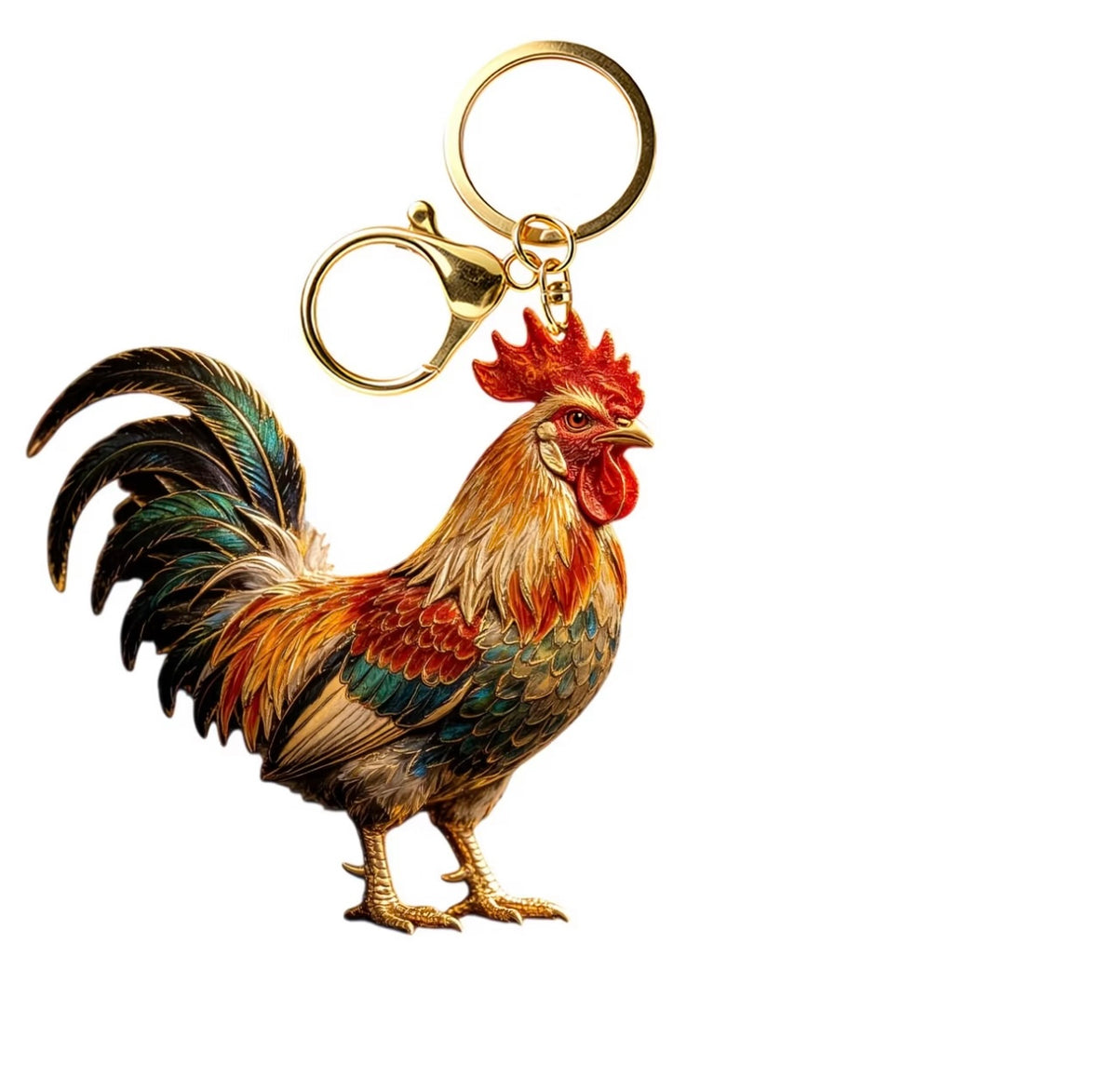 Golden Rooster Crowing Keychain - Chinese-style Big Rooster 🐓