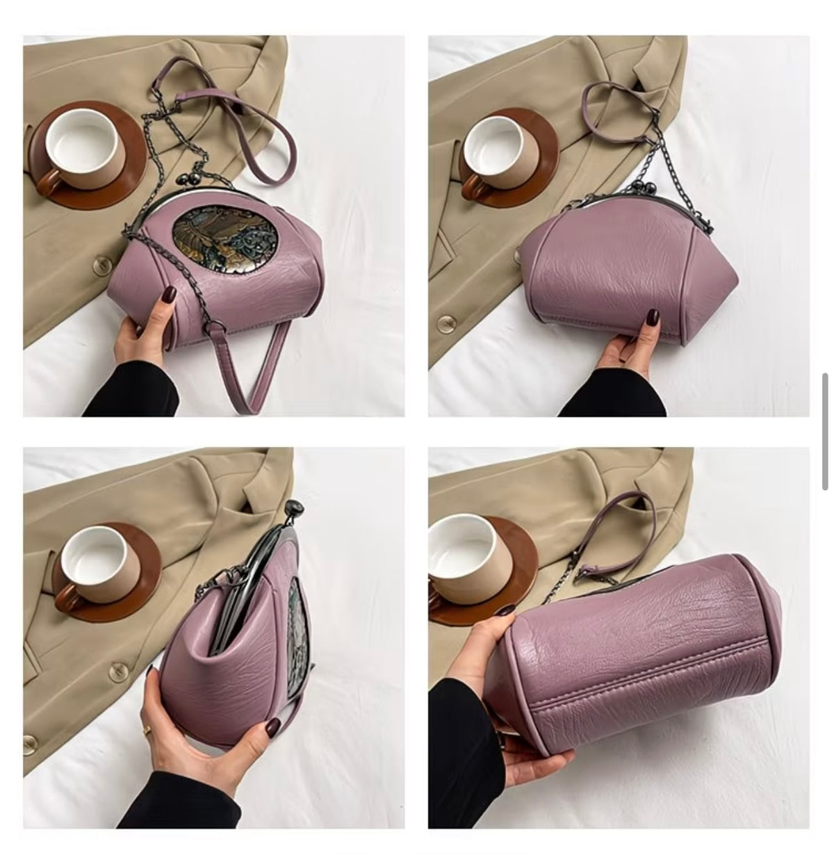 Vintage Clasp Shell-Shaped Crossbody Shoulder
Bag, Versatile