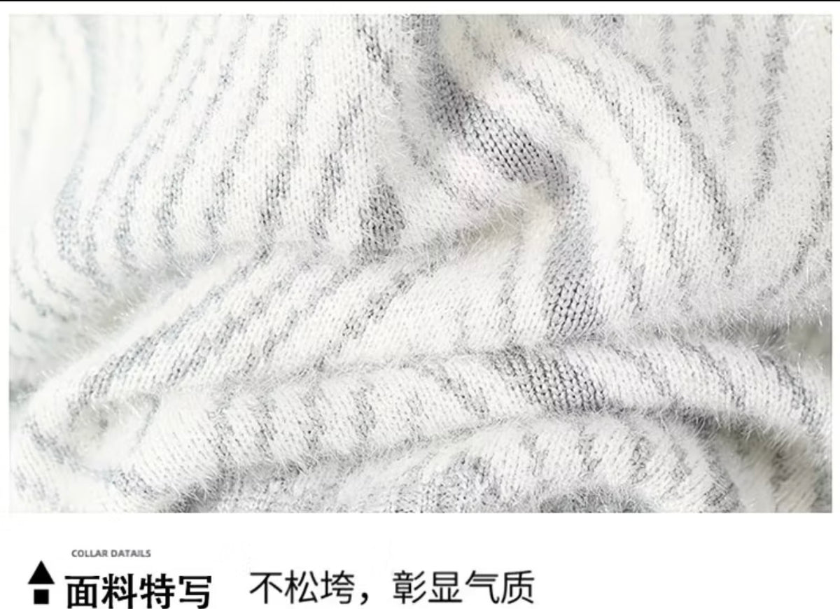 Premium Diamond Pattern Knitwear, Fashion Brand Faux Mink Fleece Thick Warm Woolen Pullover for Winter
