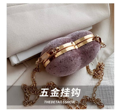 Ultra-mini luxury rhinestone sparkling wine-red heart-shaped  crossbody pouch