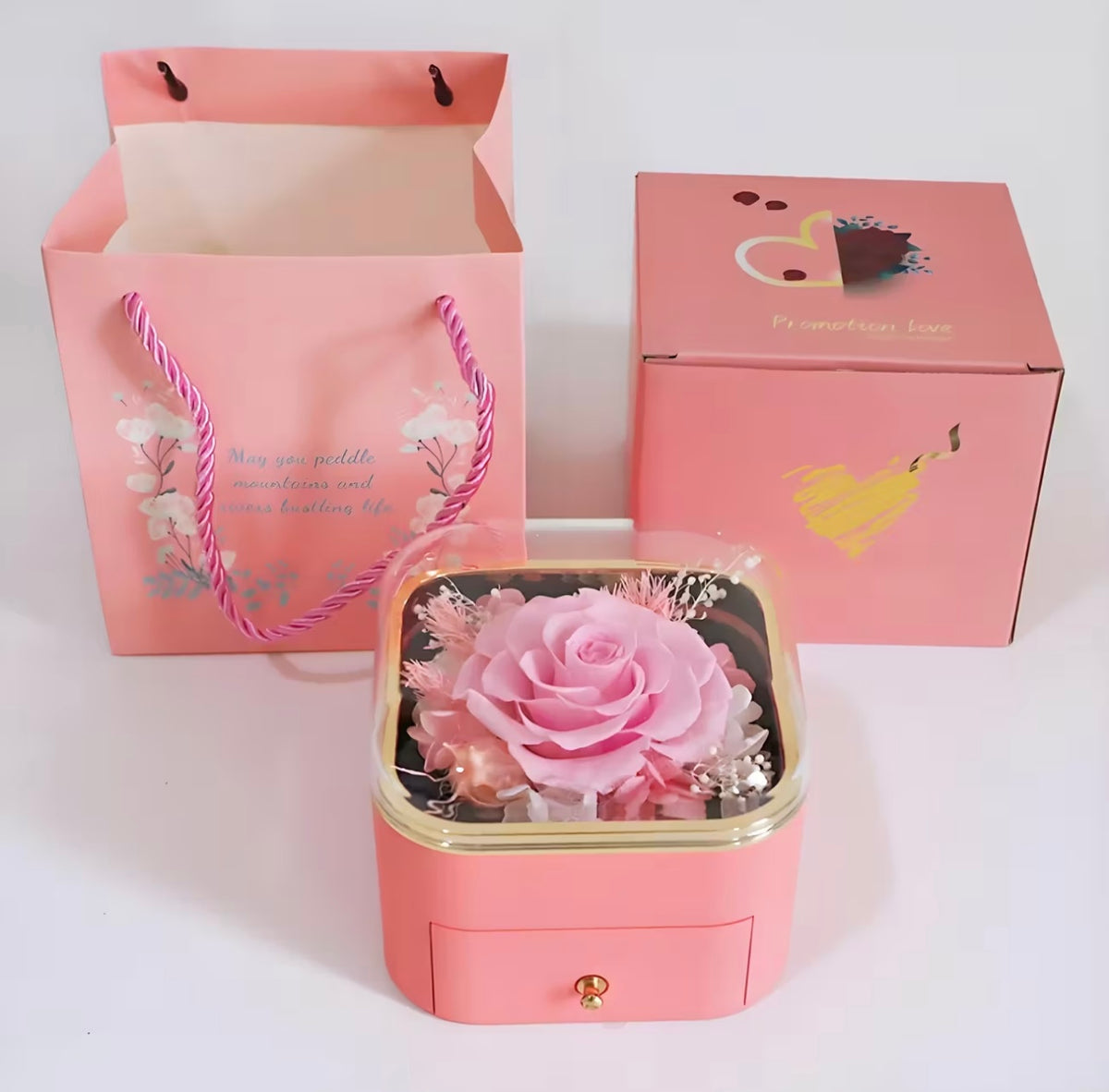 Rose Preserved Flower Jewelry Box - Acrylic Gift Box for accessories - Empty Box for gifts 🎁