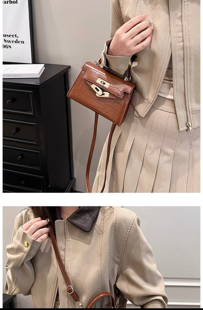 Crossbody Bag - Versatile Small Square Shoulder Bag, French-style Premium Genuine Leather Light Luxury Vintage Women's Handbag