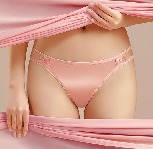 Silky-smooth, comfortable to wear ~ Satin lace sexy low-waist panties for women summer girls' silk-crotch briefs