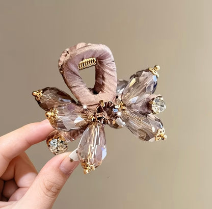 Luxury Pink Crystal Hair Clip for Women- Elegant Look, Suitable for Thin Hair, Half-Up Hairstyle Back of Head Hair Accessory 🦋