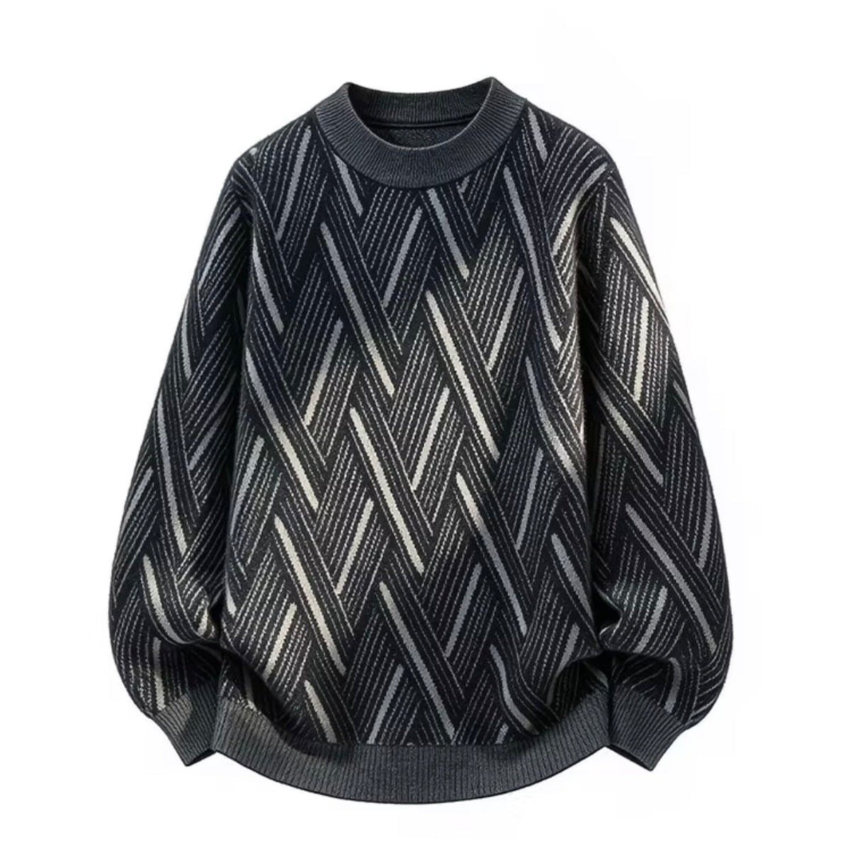 Premium Diamond Pattern Knitwear, Fashion Brand Faux Mink Fleece Thick Warm Woolen Pullover for Winter