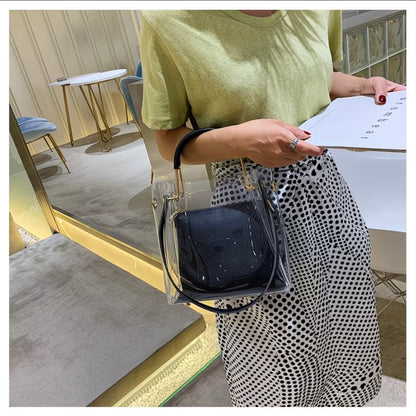 Korean Style Versatile Transparent Jelly Shoulder Bag, Fashionable and Stylish Crossbody Purse