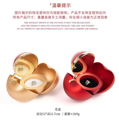 Romantic Rose Apple-Shaped Jewelry Box Gift Set