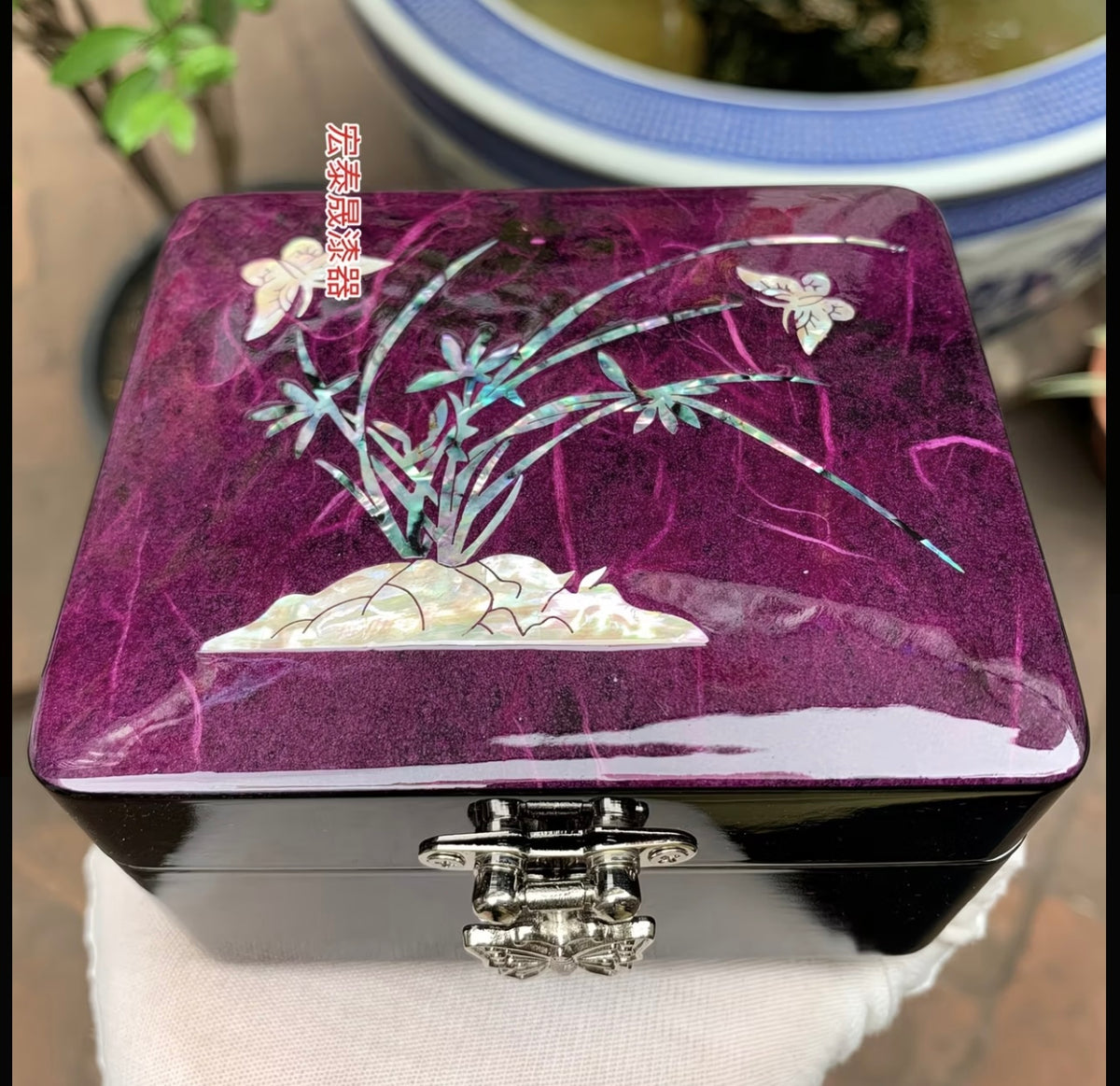 Inlaid Abalone Shell Gift Box, Polished Lacquer Diamond Ring Packaging Box