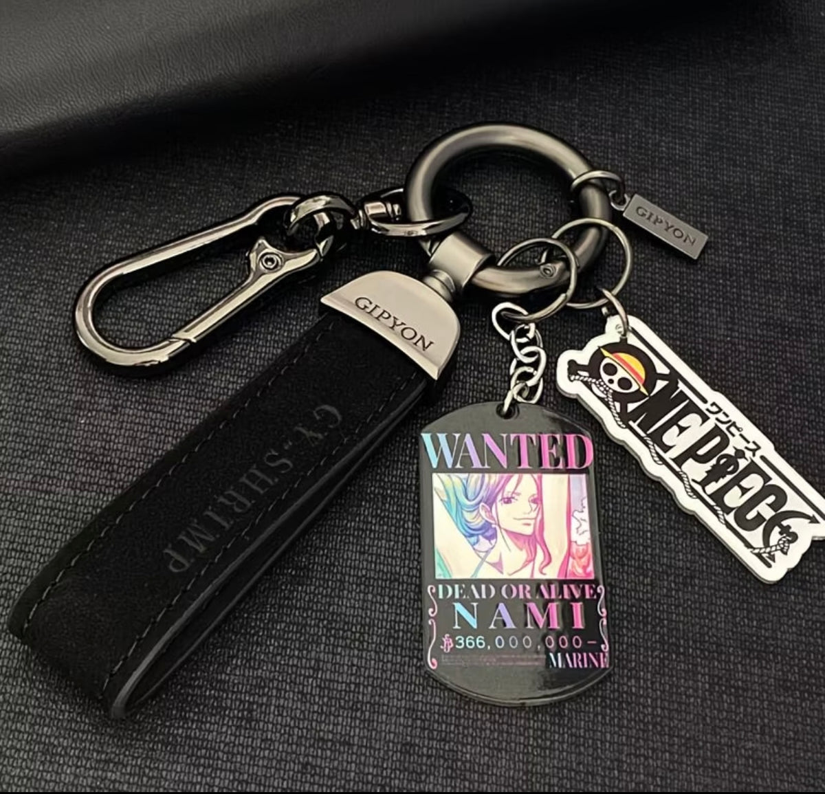 One Piece Merchandise - Luffy, Zoro, Ace Wanted Poster Titanium Steel Military Badge Keychain Pendant for Men & Women Car Keys