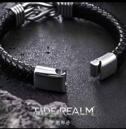 ChaoBang Punk Retro Bracelet for Men, Hip-Hop Style Leather Wristband with Magnetic Clasp