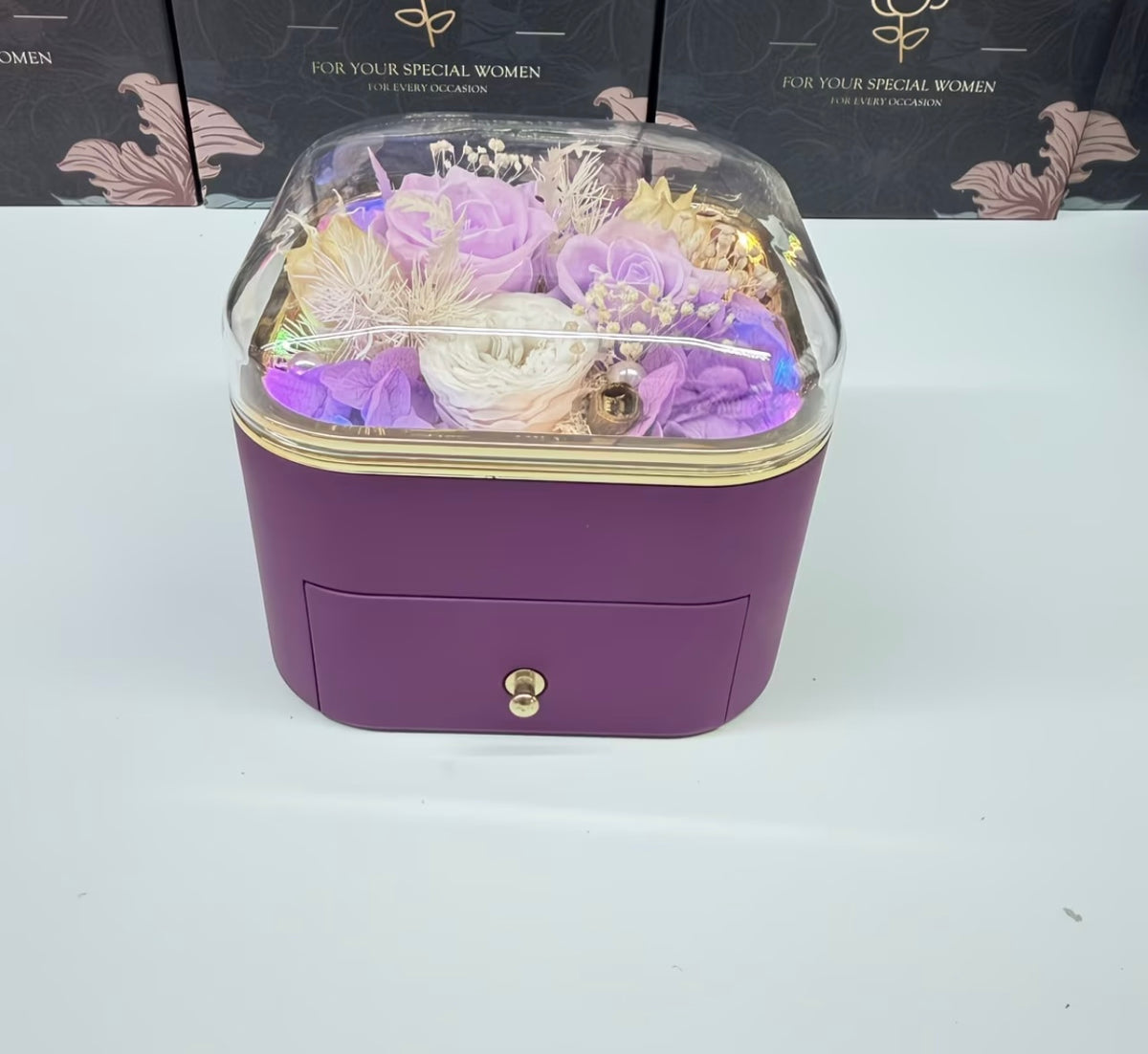 Rose Preserved Flower Jewelry Box - Acrylic Gift Box for accessories - Empty Box for gifts 🎁