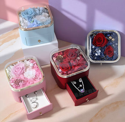 Rose Preserved Flower Jewelry Box - Acrylic Gift Box for accessories - Empty Box for gifts 🎁