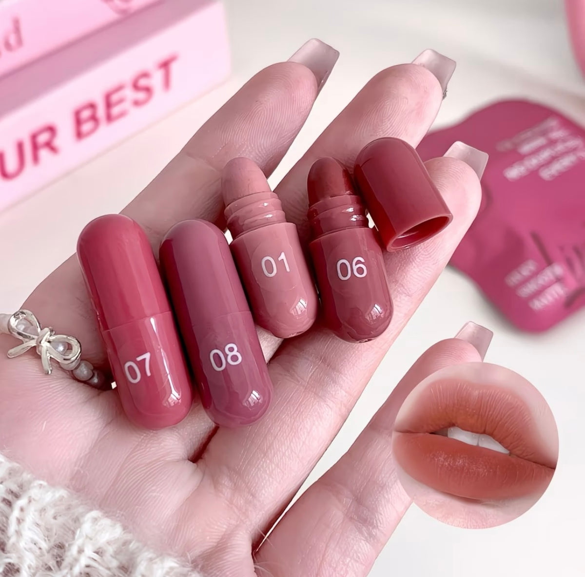 12-Color Capsule Lipstick Set - Long-Lasting, Transfer-Resistant Matte Lipstick