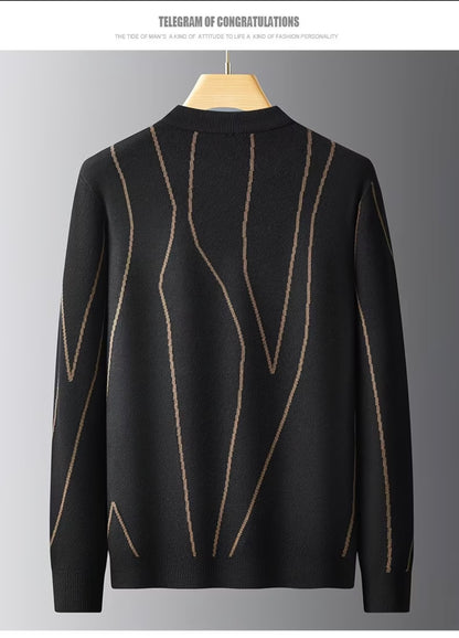 Autumn Winter Plus Size Men's Long Sleeve Knitted Sweater, Loose Fit Casual Round Neck Pullover warmer