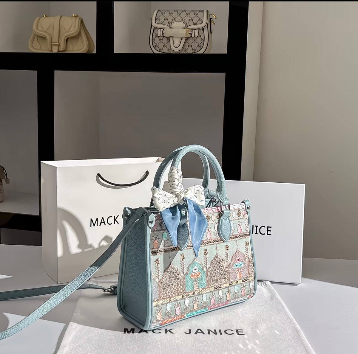 MackJanice Premium Large-Capacity Tote Bag for Women, 2026 New Niche Embroidered Handbag with Crossbody Strap 💎
