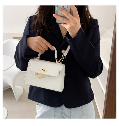 Crossbody Bag - Versatile Small Square Shoulder Bag, French-style Premium Genuine Leather Light Luxury Vintage Women's Handbag