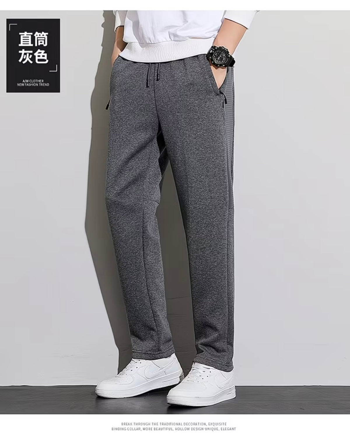 ZLSHIJIA Men's Pure Cotton Sports Pants, Casual Loose-Fit Versatile Tapered Leg Long Pants