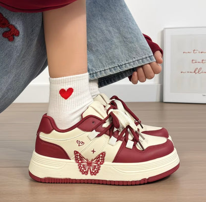 Super Popular Butterfly Board Shoes for Women versatile niche Design Thick-soled casual shoes