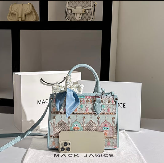 MackJanice Premium Large-Capacity Tote Bag for Women, 2026 New Niche Embroidered Handbag with Crossbody Strap 💎