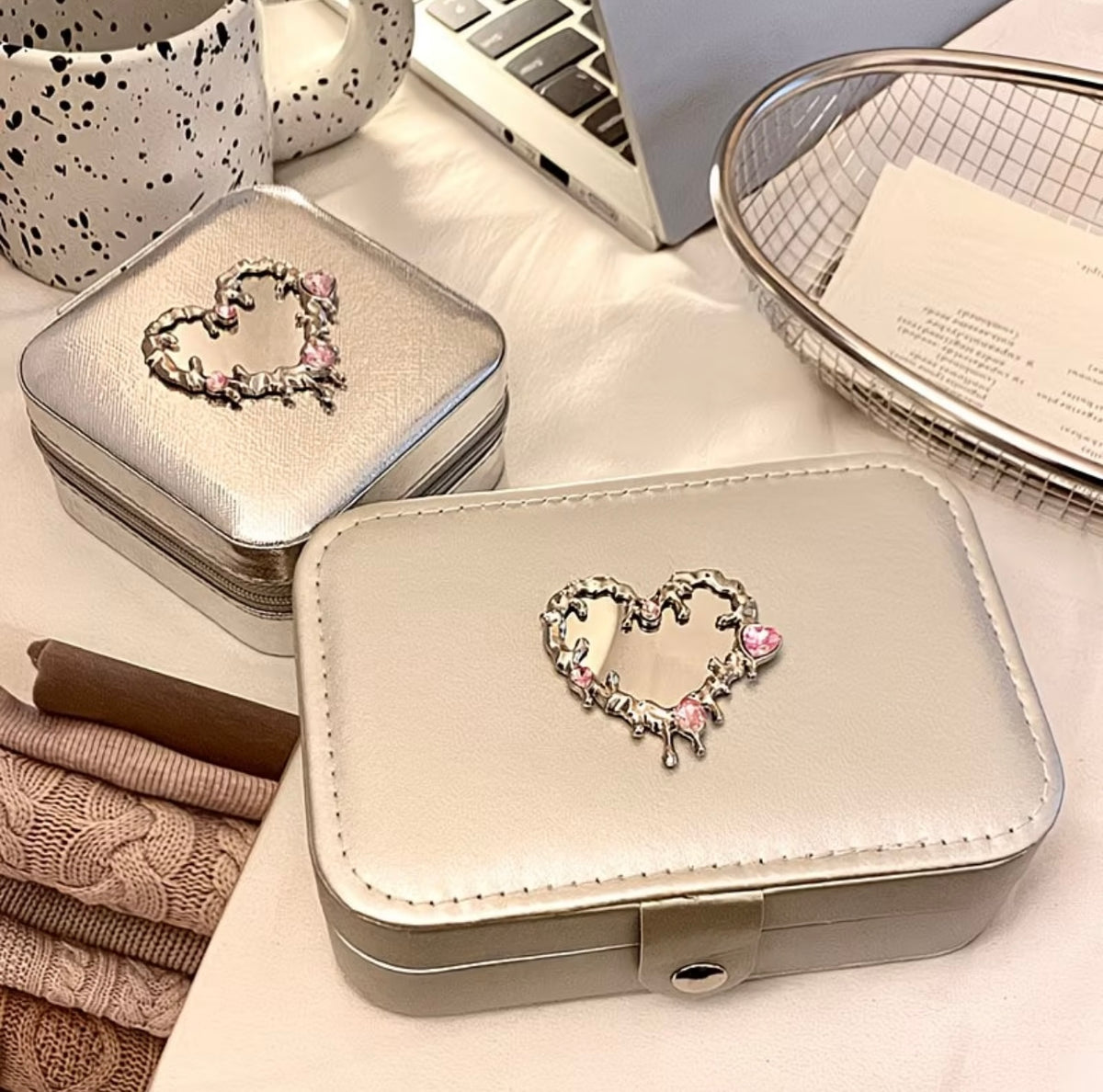 Luxury Heart-shaped Jewelry Box - Large Capacity Portable Storage Case Accessories