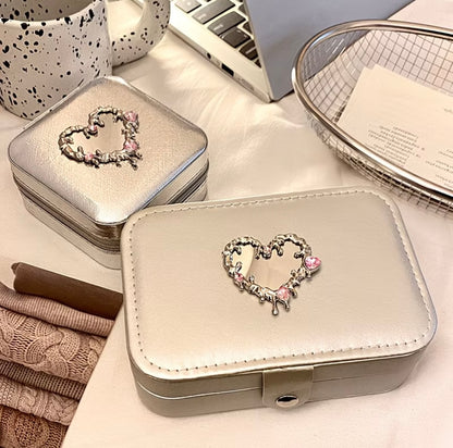 Luxury Heart-shaped Jewelry Box - Large Capacity Portable Storage Case Accessories