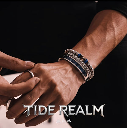 Luxury Layered Bracelet - Trendy, Unique, High-End Blue Bead Multi-Layer Braided Cord Wristband