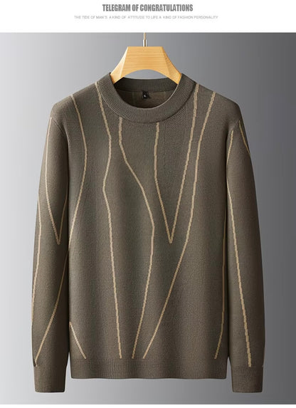 Autumn Winter Plus Size Men's Long Sleeve Knitted Sweater, Loose Fit Casual Round Neck Pullover warmer