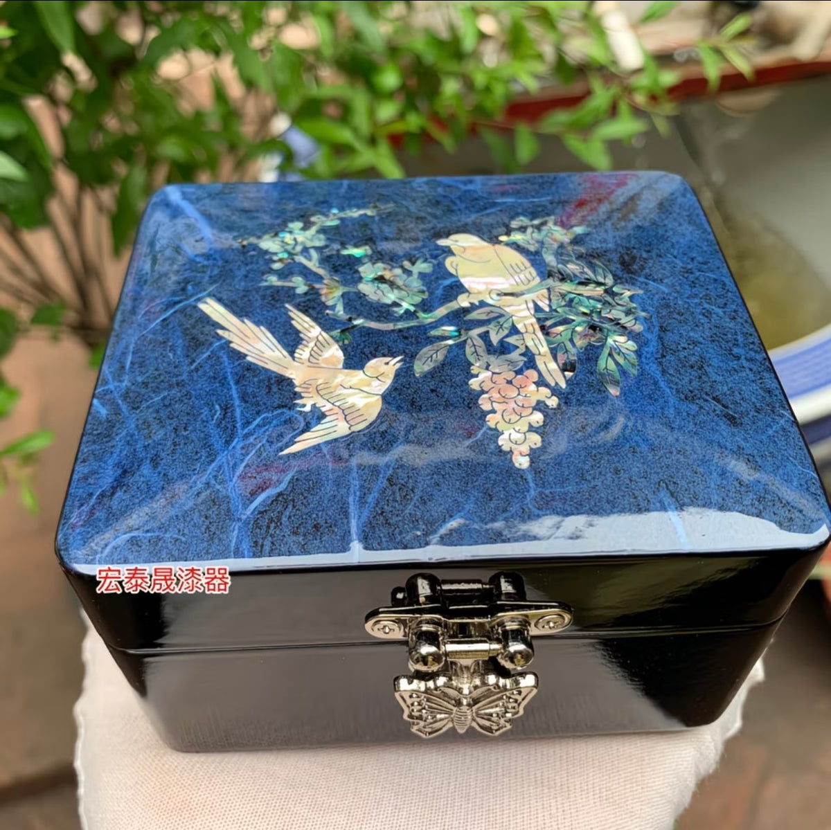 Inlaid Abalone Shell Gift Box, Polished Lacquer Diamond Ring Packaging Box