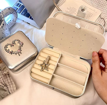 Luxury Heart-shaped Jewelry Box - Large Capacity Portable Storage Case Accessories