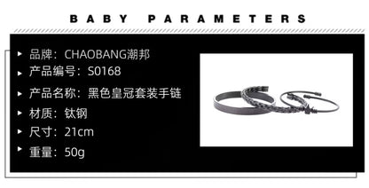 ChaoBang Black Knight Crown Stackable , trendy Adjustable Personalized Bracelet