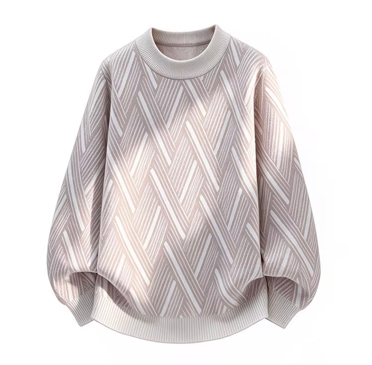 Premium Diamond Pattern Knitwear, Fashion Brand Faux Mink Fleece Thick Warm Woolen Pullover for Winter
