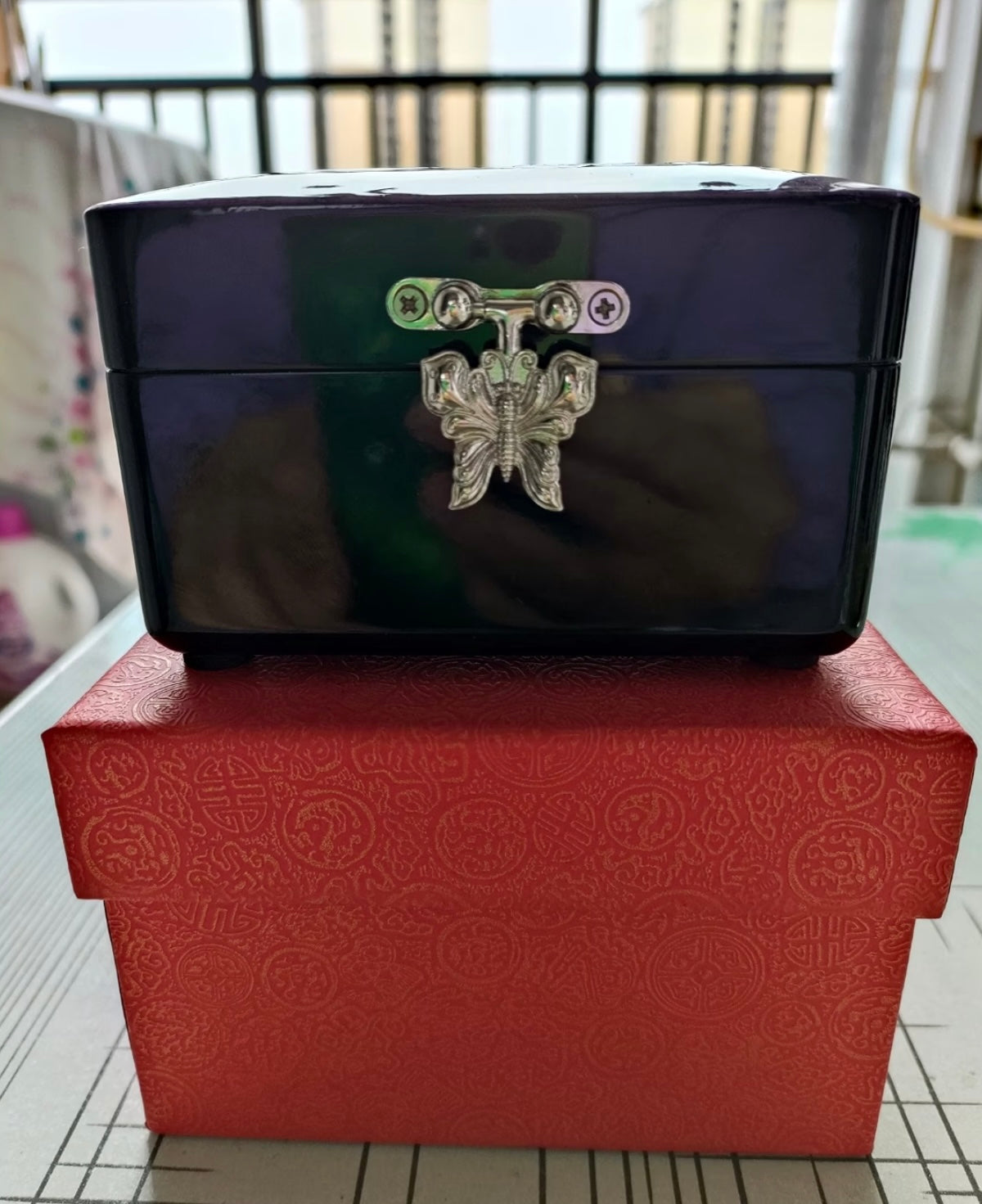 Inlaid Abalone Shell Gift Box, Polished Lacquer Diamond Ring Packaging Box