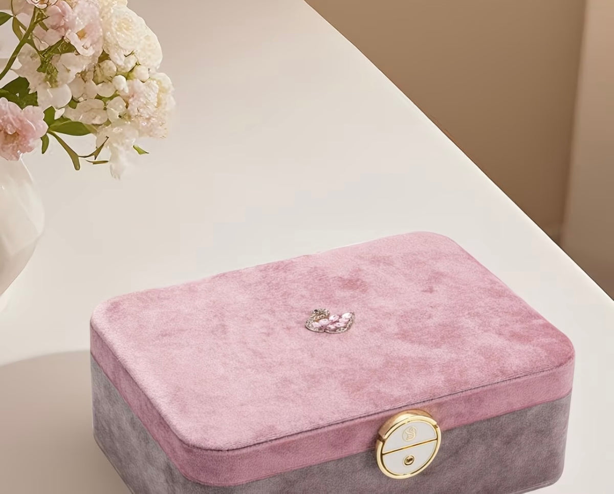 DE Luxury High-End Exquisite Velvet Jewelry Box Large Capacity