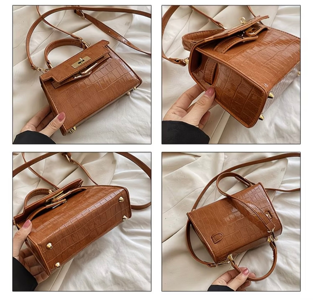 Crossbody Bag - Versatile Small Square Shoulder Bag, French-style Premium Genuine Leather Light Luxury Vintage Women's Handbag