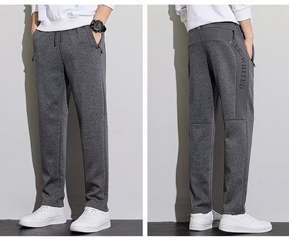 ZLSHIJIA Men's Pure Cotton Sports Pants, Casual Loose-Fit Versatile Tapered Leg Long Pants