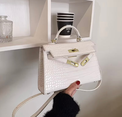 Stylish and Premium 2026 New Kelly Bag - Single Shoulder Crossbody Handbag, Fashionable Crocodile Leather Versatile Small / Large Purse