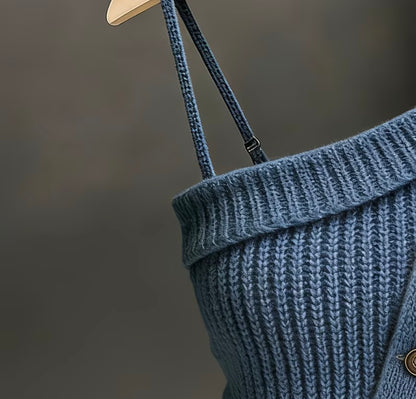 Asymmetrical Shoulder Sleeveless Knit Vest for stylish women