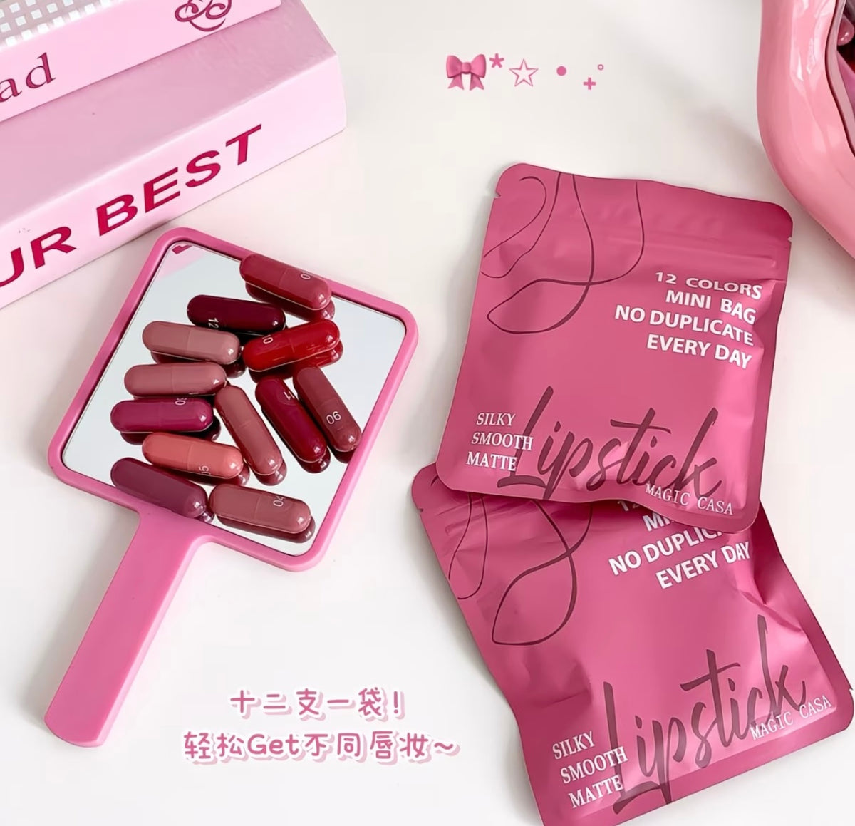 12-Color Capsule Lipstick Set - Long-Lasting, Transfer-Resistant Matte Lipstick
