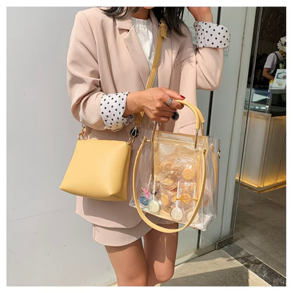 Korean Style Versatile Transparent Jelly Shoulder Bag, Fashionable and Stylish Crossbody Purse