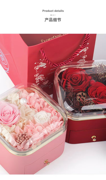 Rose Preserved Flower Jewelry Box - Acrylic Gift Box for accessories - Empty Box for gifts 🎁