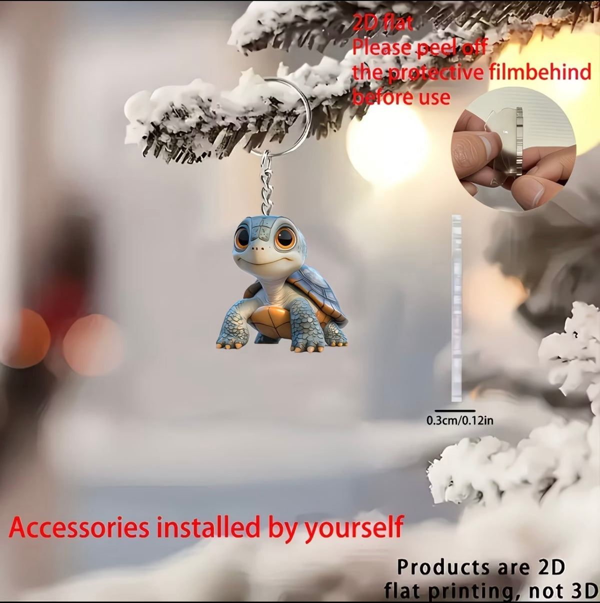Blue Big-Eyed Turtle Keychain Flat
Acrylic Backpack Charm  Key Decoration