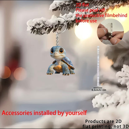 Blue Big-Eyed Turtle Keychain Flat
Acrylic Backpack Charm  Key Decoration