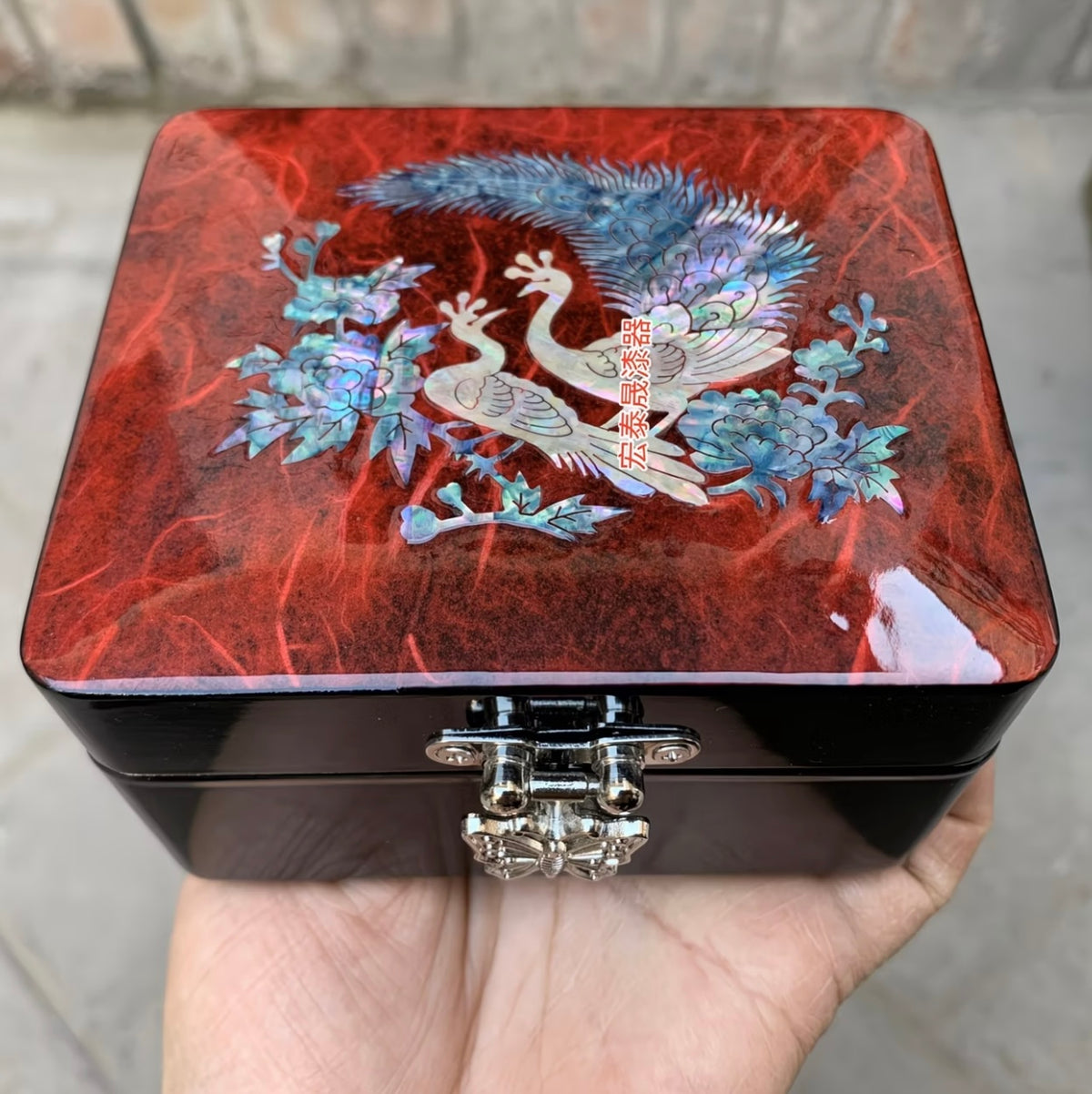 Inlaid Abalone Shell Gift Box, Polished Lacquer Diamond Ring Packaging Box