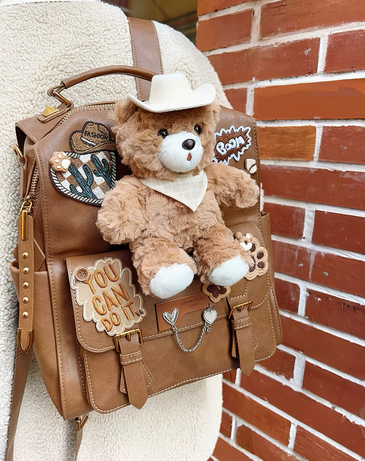 Light Luxury cute teddy bear Niche High-End Style School Bag, (Large Capacity )Cute and Stylish Gift