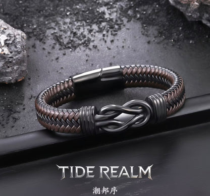 ChaoBang Punk Retro Bracelet for Men, Hip-Hop Style Leather Wristband with Magnetic Clasp