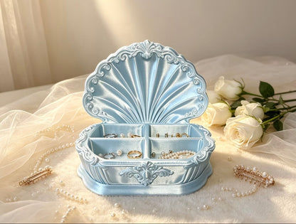 European-style embossed shell jewelry storage box aesthetic 🦪